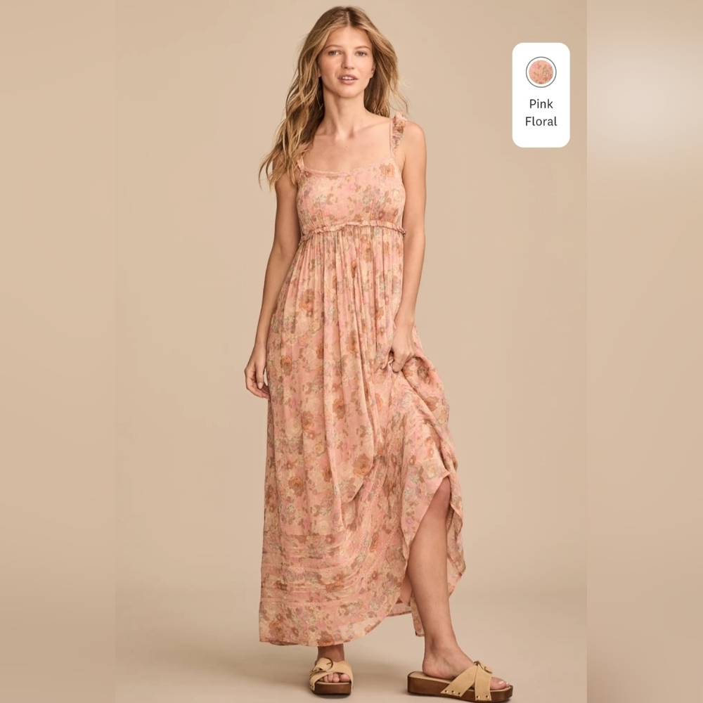 LUCKY BRAND PRINTED RUFFLE SLEEVE MAXI DRESS SIZE MEDIUM NWT
